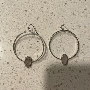 Kendra Scott silver and white druzy hoop earrings